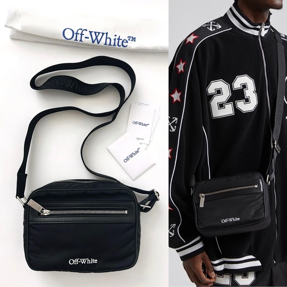 ✨New OFF-WHITE Core Nylon Small Camera Messenger Bag Black - Picture 1 of 12